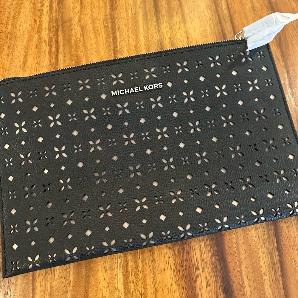 Michael Kors Black Perforated Pouch
